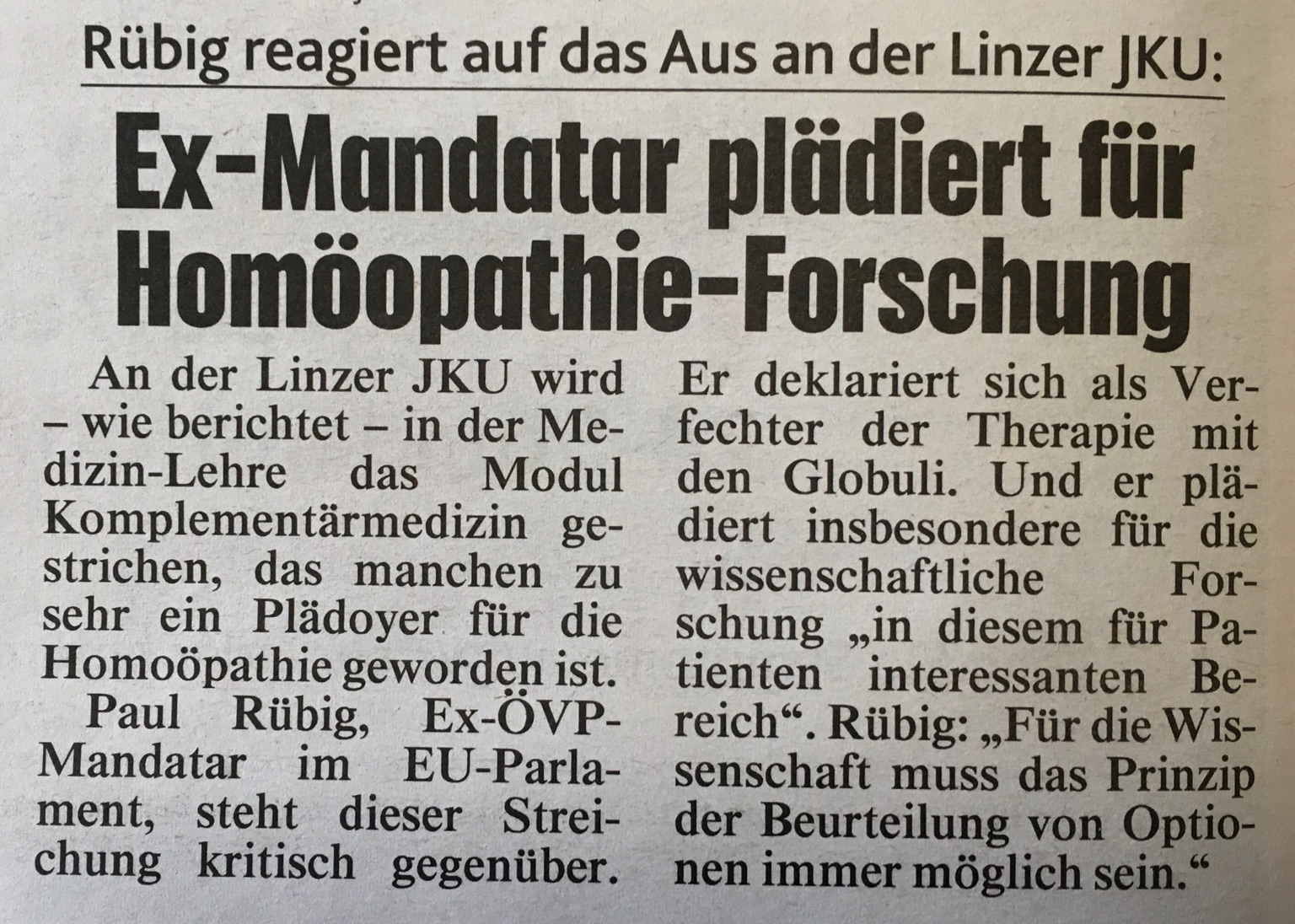 Leserbrief von Ex – ÖVP Mandatar