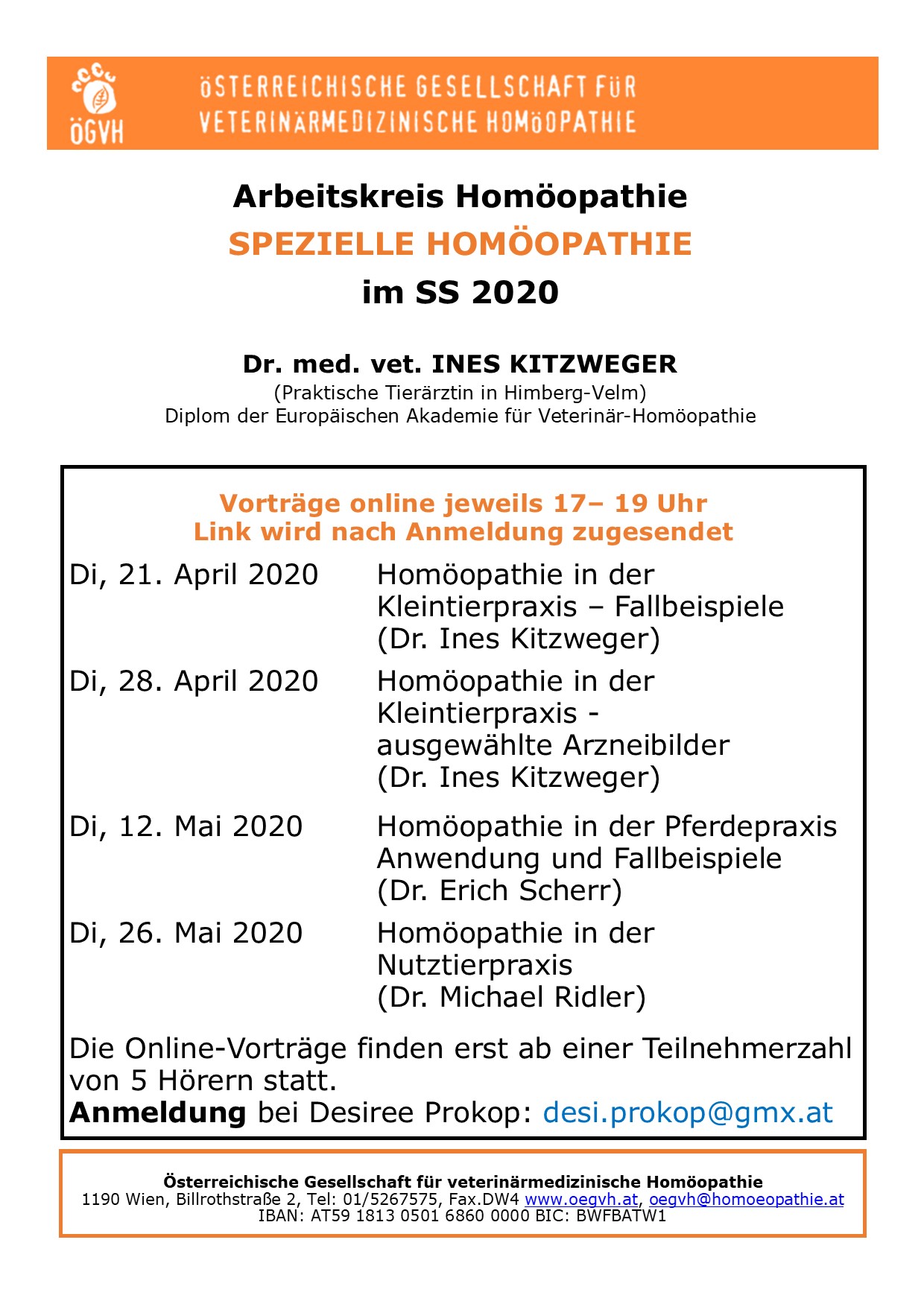 Vortragsreihe findet ONLINE statt